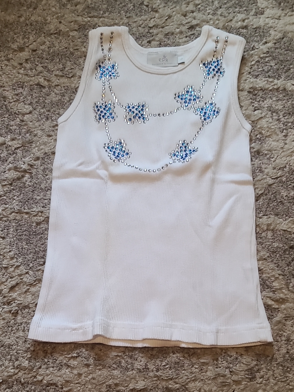 10 for $25 - epk Girls 5 White Tank Top with Bedazzled Design